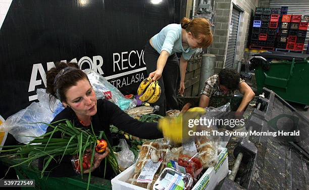 Skip dipper Phoebe Turne, left, and two friends rummage through skips outside food stores in search of food. Estimating they find about $150 worth of...