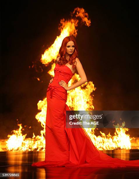 Exclusive preview picture for Myer fashion week. Model Tiah Eckhardt wearing a Valentino red dress. 27th Feb 2006 THE AGE NEWS Picture by WAYNE TAYLOR