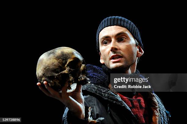 David Tennant performs in the Royal Shakespeare's production of William Shakespeare's play "Hamlet " directed by Gregory Doran at the Courtyard...