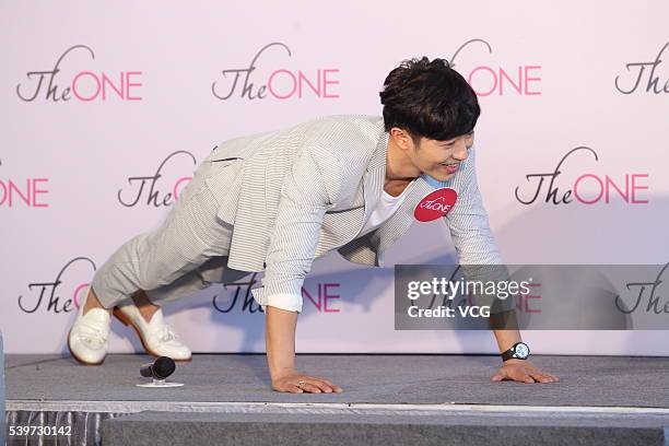 South Korean actor Jin Goo meets fans on June 12, 2016 in Hong Kong, Hong Kong.