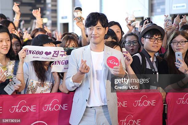South Korean actor Jin Goo meets fans on June 12, 2016 in Hong Kong, Hong Kong.