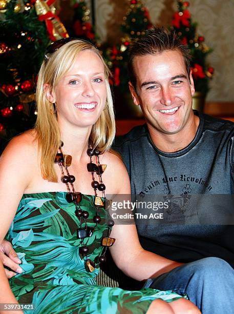Boxing Day Test, Australian cricketers' Christmas lunch at Crown. Opening Batsman Phil Jaques with fiance Danielle Small, on 25th December, 2005. THE...