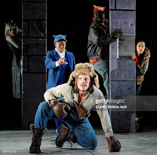 Simon Wilding ,Alinka Kozari , Akiya Henry George Ikediashi and Lisa Crosato perform in The Opera Group's production of "Varjak Paw" at the Linbury...