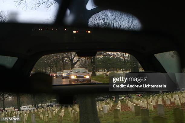 The procession of cars leading up to the cemetery for funeral services for Army Private First Class Jacob Fletcher, killed in Iraq by a roadside...