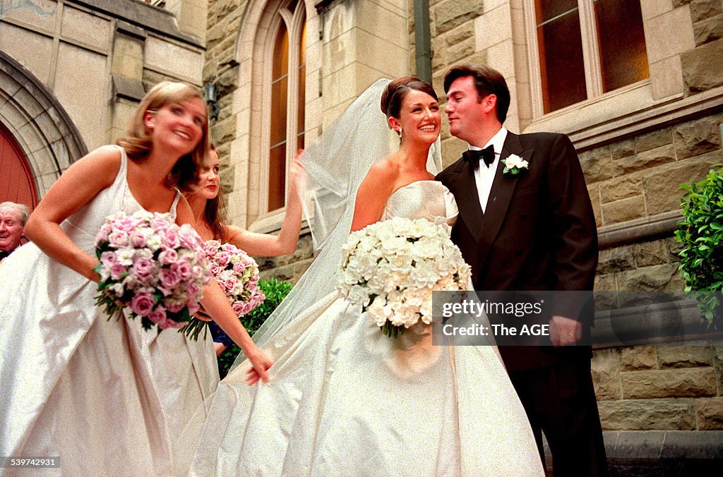 EDDIE MCGUIRE. Eddie McGuire marries Carla Galloway at St Peters Church, Toora