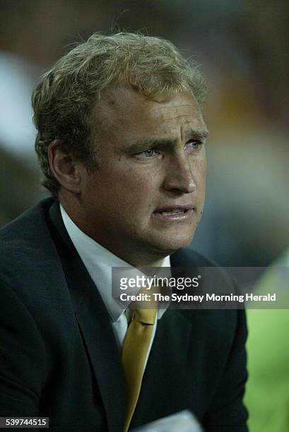 Rugby League Semi final at Aussie Stadium Sydney. St.George Illawarra Dragons versus Wests Tigers. Image shows Dragons' coach Nathan Brown tense...
