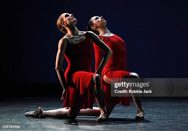 Artists of Morphoses/The Wheeldon Company in Christopher Wheeldon's "Rhapsody Fantaisie" at Sadlers Wells in London.