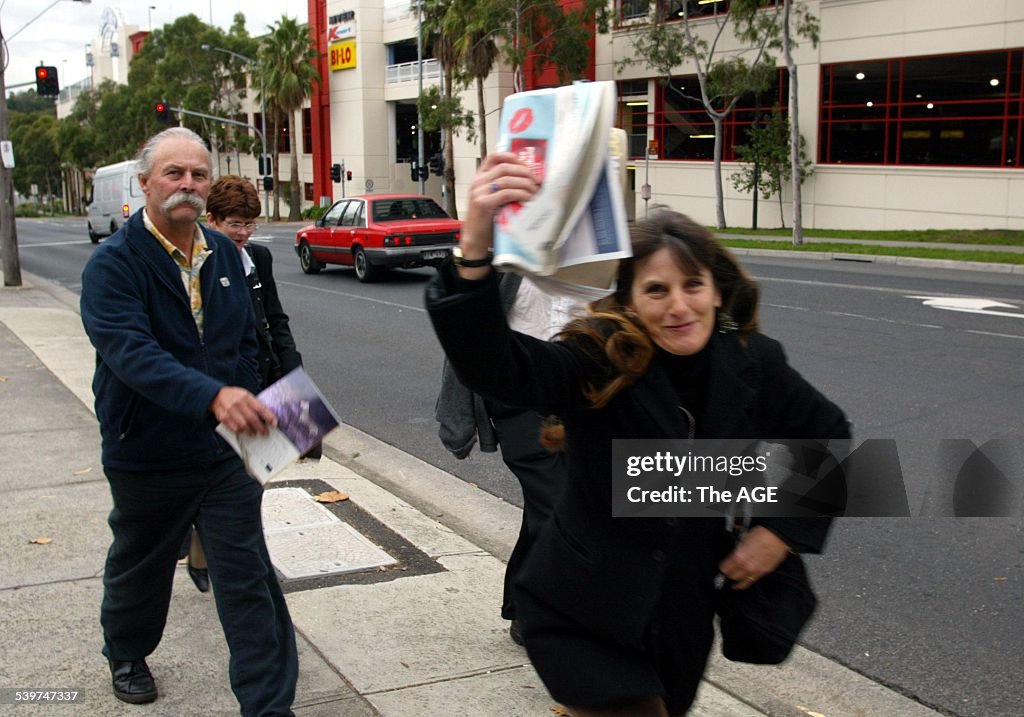 Sarah Moore leaving the Ringwood Court. She was a victim of The Family, led by