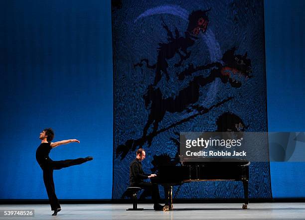 Pierre Tappon with Jason Ridgway on piano performing in Richard Alston's "Movements from Petrushka" at Sadlers Wells in London.
