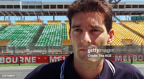 Australian F1 test driver Mark Webber at Albert Park in Melbourne, 14 February 2000. THE AGE Picture by MICHAEL CLAYTON-JONES