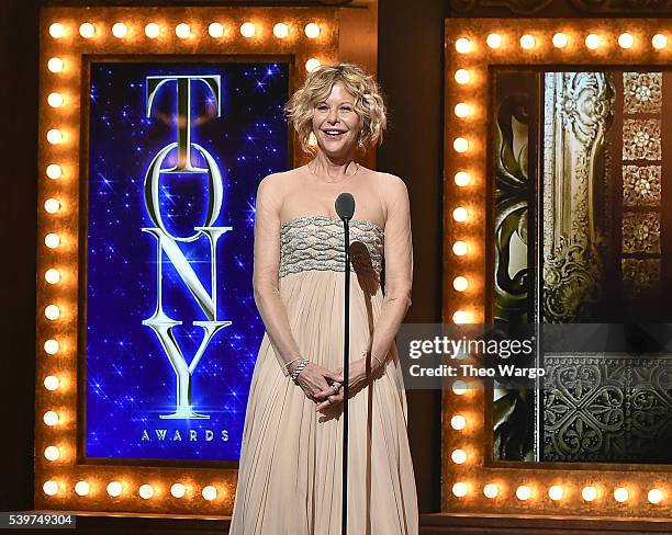 Actress Meg Ryan speaks onstage during the 70th Annual Tony Awards at The Beacon Theatre on June 12, 2016 in New York City.