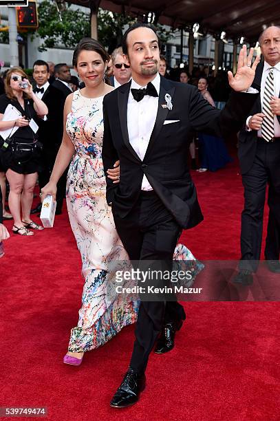 Lin-Manuel Miranda and Vanessa Nadal attend the 70th Annual Tony Awards at The Beacon Theatre on June 12, 2016 in New York City.