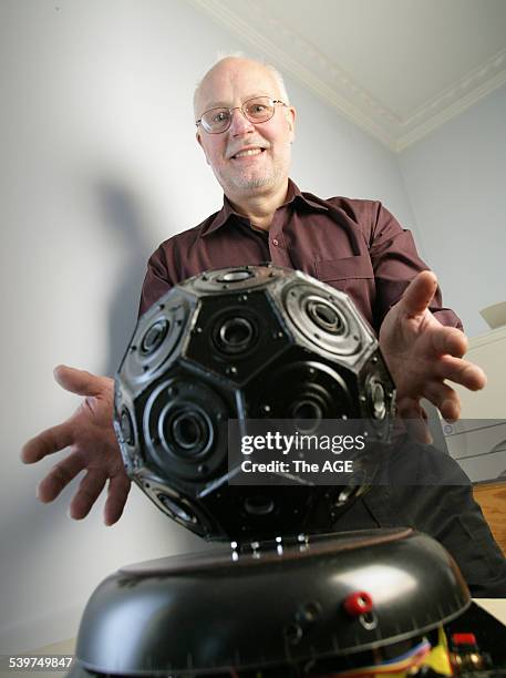 Inventor Graeme Huon with one of his products named Buckyball, 25 October 2005. The Age Next Picture by EDDIE JIM