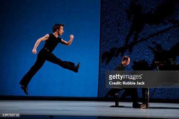Pierre Tappon with Jason Ridgway on piano performing in Richard Alston's "Movements from Petrushka" at Sadlers Wells in London.