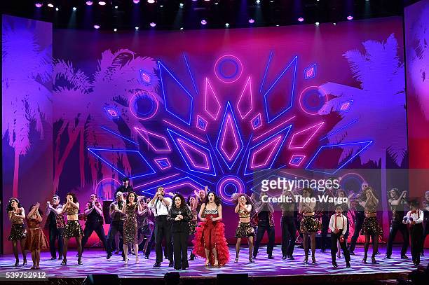 Gloria Estefan and Ana Villafane perform 'On Your Feet!' onstage during the 70th Annual Tony Awards at The Beacon Theatre on June 12, 2016 in New...