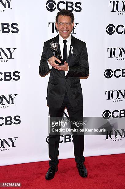 Brian Stokes Mitchell poses with his Isabelle Stevenson Tony Award at the 70th Annual Tony Awards at The Beacon Theatre on June 12, 2016 in New York...