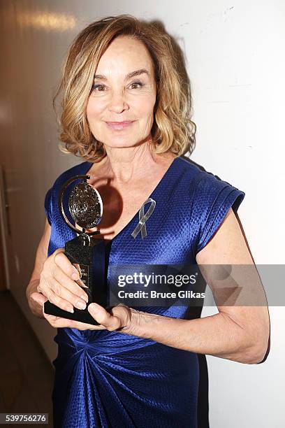 Actress Jessica Lange poses with the award for Best Performance by an Actress in a Leading Role in a Play at the 70th Annual Tony Awards - Press Room...