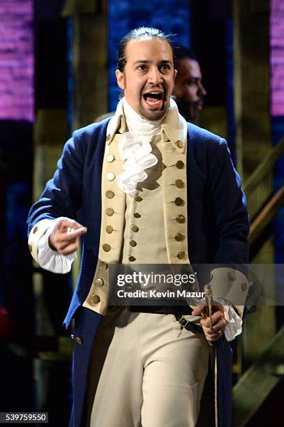 Lin-Manuel Miranda of 'Hamilton' performs onstage during the 70th Annual Tony Awards at The Beacon Theatre on June 12, 2016 in New York City.