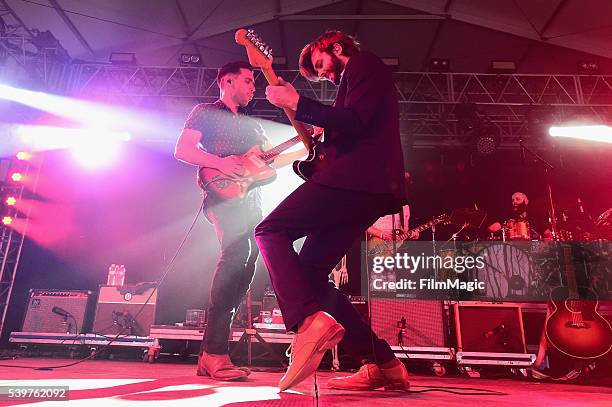 Recording artists Tom Renaud, Ben Schneider, and Mark Barry of Lord Huron performs onstage at This Tent during Day 4 of the 2016 Bonnaroo Arts And...