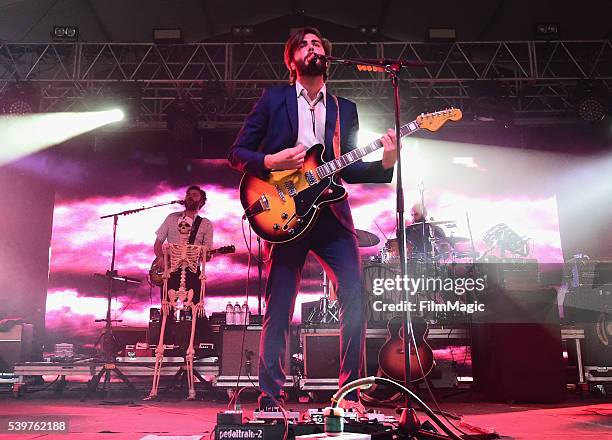 Recording artists Brandon Walters, Ben Schneider, and Mark Barry of Lord Huron performs onstage at This Tent during Day 4 of the 2016 Bonnaroo Arts...