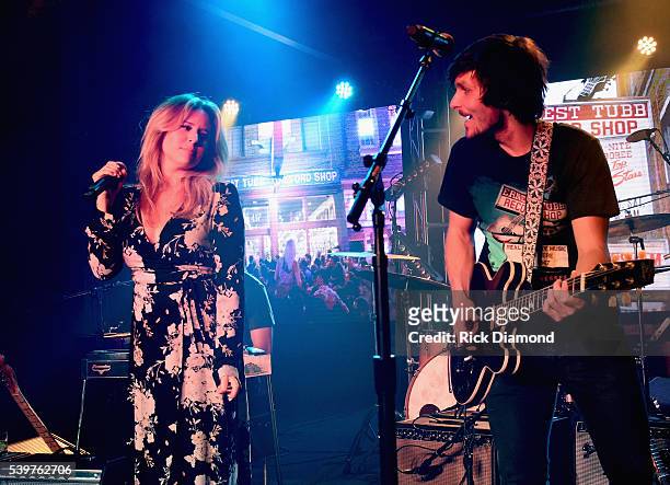 Singer/Songwriter Lucie Silvas joins Charlie Worsham during Charlie Worsham's Midnight Jam - Day 3 on June 10, 2016 in Nashville, Tennessee.