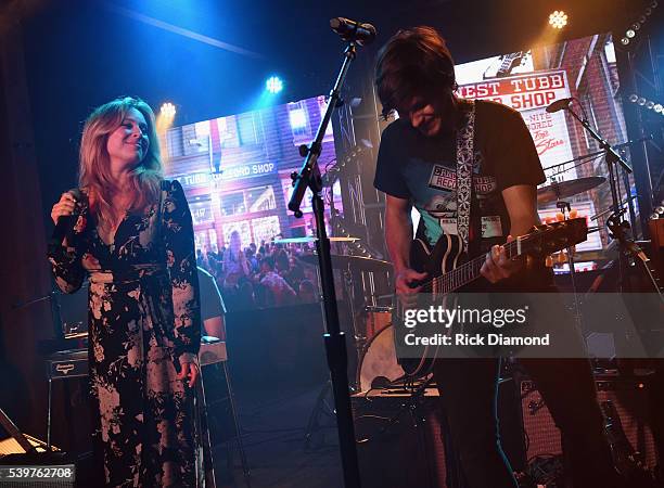 Singer/Songwriter Lucie Silvas joins Charlie Worsham during Charlie Worsham's Midnight Jam - Day 3 on June 10, 2016 in Nashville, Tennessee.