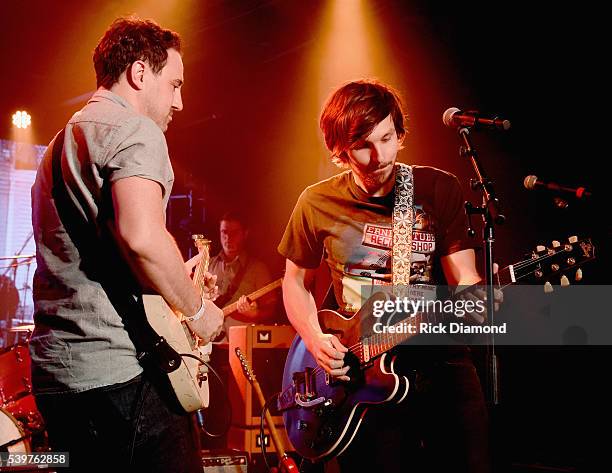 Guitarist of the Year Derek Wells joins Charlie Worsham on stage during Charlie Worsham's Midnight Jam - Day 3 on June 10, 2016 in Nashville,...