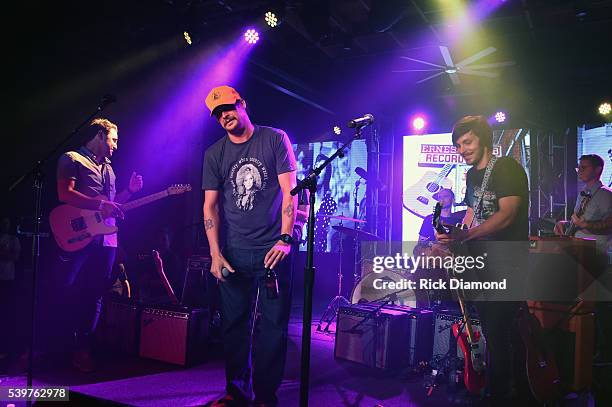 Guitarist of the year Derek Wells, Singer/Songwriter Kid Rock join Charlie Worsham on stage during Charlie Worsham's Midnight Jam - Day 3 on June 10,...