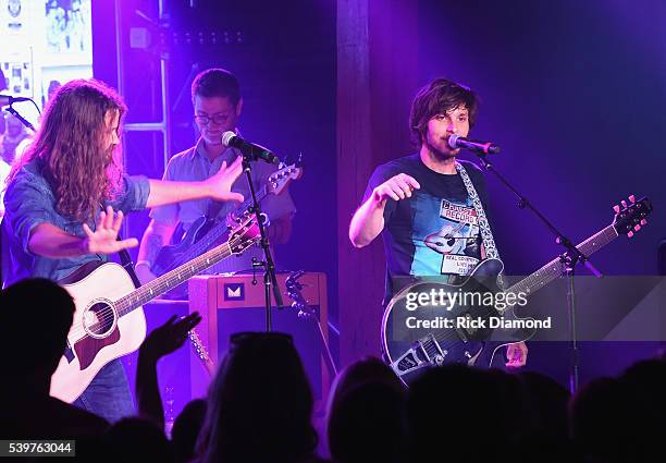 Singer/Songwriter Brent Cobb joins Charlie Worsham on stage during Charlie Worsham's Midnight Jam - Day 3 on June 10, 2016 in Nashville, Tennessee.