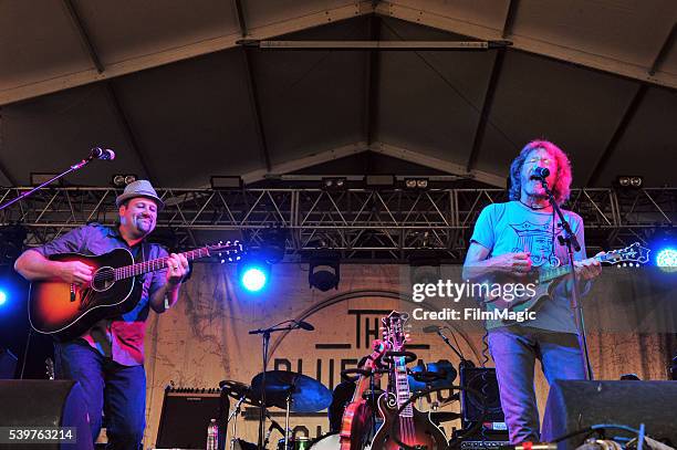 Recording artists Stephen Mougin and Sam Bush of Sam Bush Band perform onstage at That Tent during Day 4 of the 2016 Bonnaroo Arts And Music Festival...