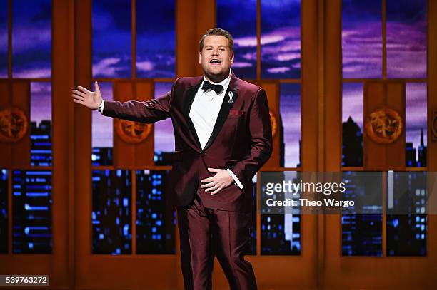 Host James Corden speaks onstage during the 70th Annual Tony Awards at The Beacon Theatre on June 12, 2016 in New York City.