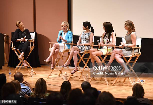 Tonya Lee Lewis, Gretchen Carlson, Reena Ninan, Nancy Armstrong and Hannah Storm speak Women at the Top: Female Empowerment in Media Panel at the...