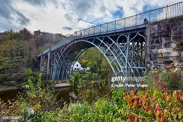 the iron bridge over the river severn - severn river stock pictures, royalty-free photos & images