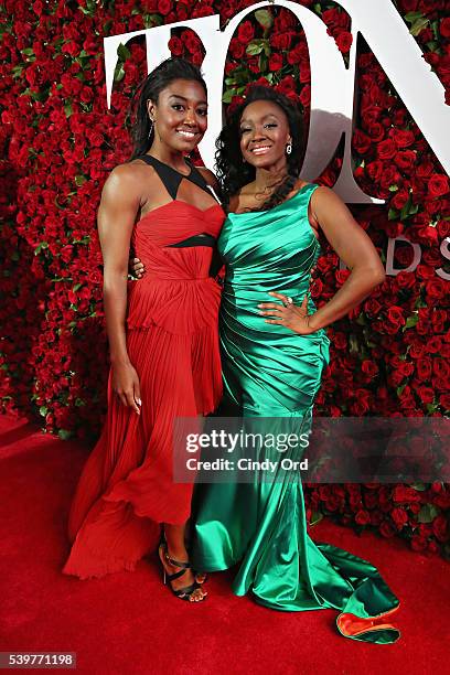 Actresses Patina Miller and Saycon Sengbloh attend the 70th Annual Tony Awards at The Beacon Theatre on June 12, 2016 in New York City.