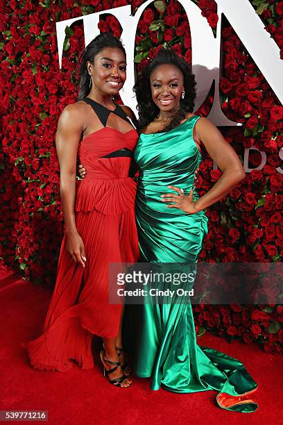 Actresses Patina Miller and Saycon Sengbloh attend the 70th Annual Tony Awards at The Beacon Theatre on June 12, 2016 in New York City.