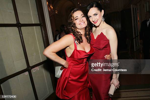 Actresses Laura Michelle Kelly and Lena Hall attend the after party for the 2016 Tony Awards Gala presented by Porsche at the Plaza Hotel on June 12,...