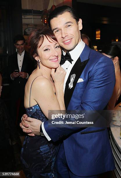 Actors Carmen Cusack and Paul Telfer attend the after party for the 2016 Tony Awards Gala presented by Porsche at the Plaza Hotel on June 12, 2016 in...