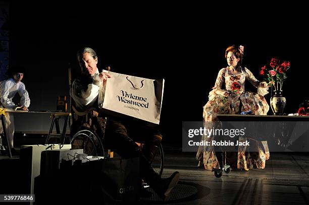 Alan Howard as Sir Peter Teazle and Katherine Parkinson as Lady Teazle in Richard Brinsley Sheridan's "The School For Scandal" directed by Deborah...