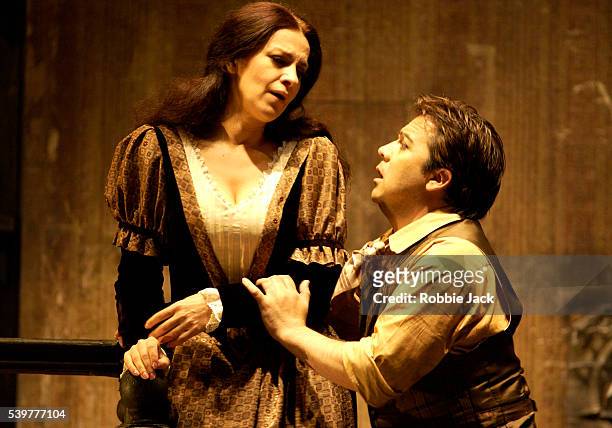 Angela Gheorghiu and Tito Beltran in the Royal Opera's production of La Boheme at the Royal Opera House, Covent Garden, London. Composer: Giacomo...