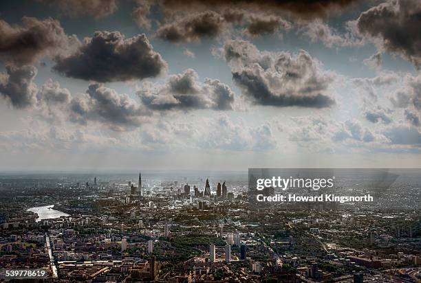 aeral view of london from the east - british weather ストックフォトと画像