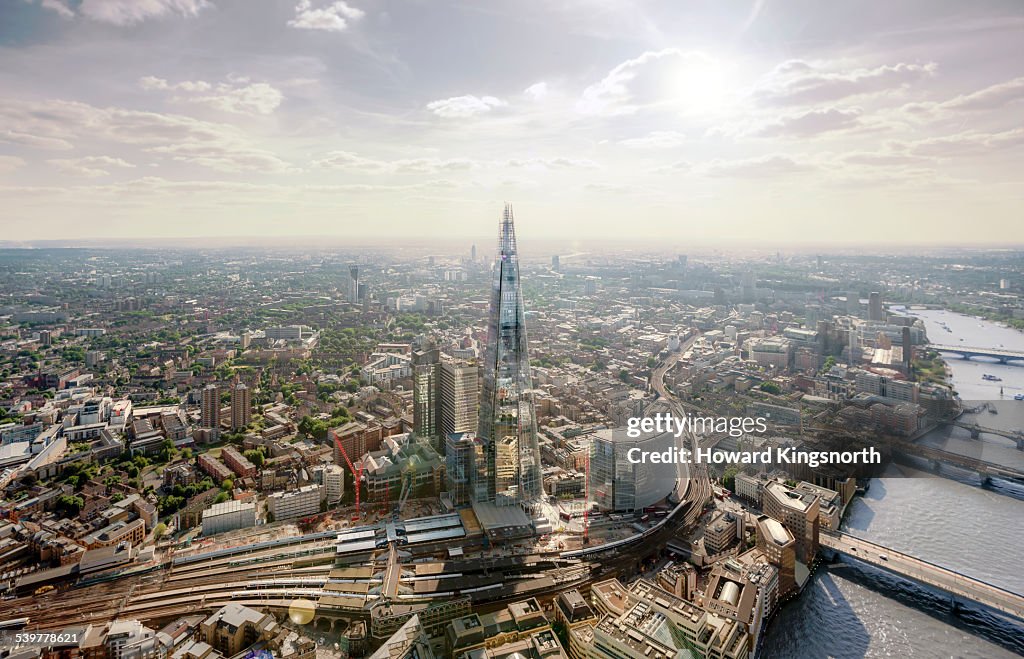 Aerial of The Shard looking west