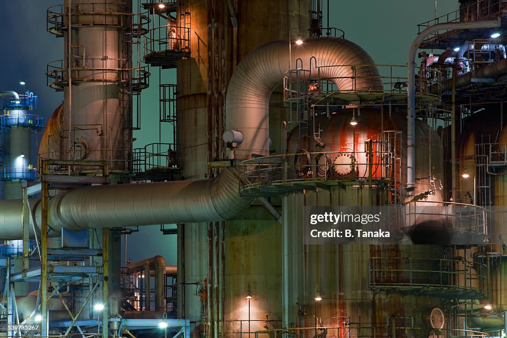Twilight oil refinery in Kawasaki, Japan