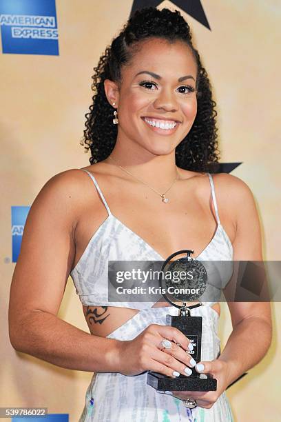 Alysha Deslorieux poses for photographers during the "Hamilton" Tony Awards After Party at Tavern On The Green on June 12, 2016 in New York City.