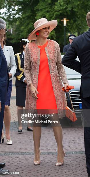 King Willem-Alexander and Queen Maxima of The Netherlands visit the community center during their regional tour of north west Friesland province on...