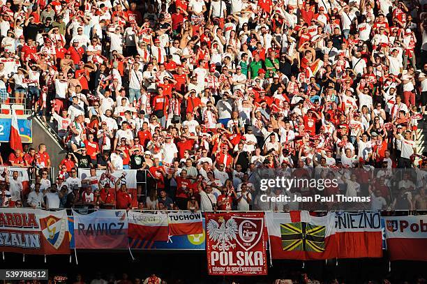 Poland supporters during Group-C preliminary round between Poland and Northern Ireland at Allianz Riviera Stadium on June 12, 2016 in Nice, France.