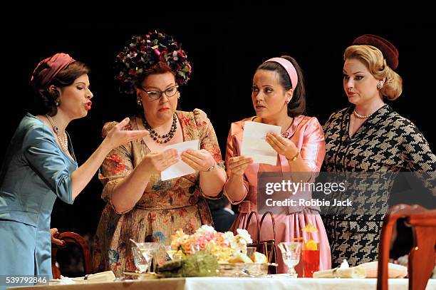 Ana Maria Martinez as Alice Ford, Marie-Nicole Lemieux as Mistress Quickly, Amanda Forsythe as Nannetta and Kai Ruutel as Meg Page in the Royal...