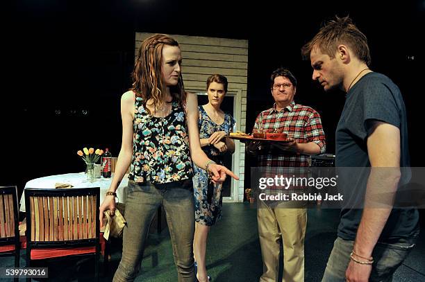 Clare Dunne as Sharon, Justine Mitchell as Mary, Stuart McQuarrie as Ben and Will Adamsdale as Kenny in Lisa D' Amour's Detroit directed by Austin...