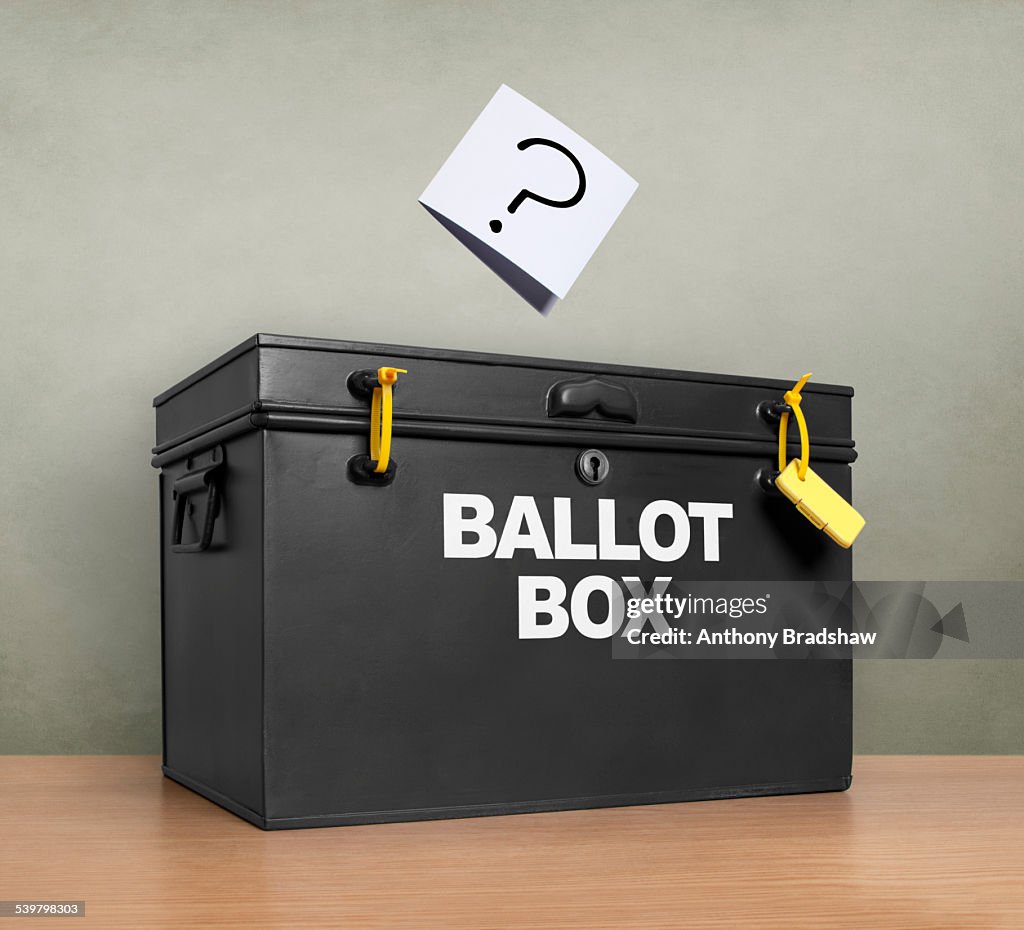 Question mark at the ballot box