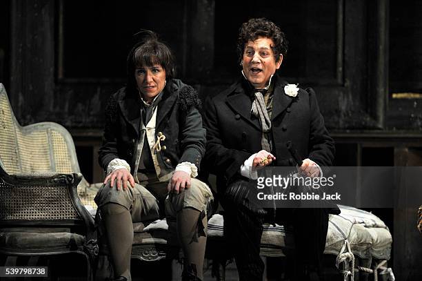 Anna Bonitatibus as Cherubino and Bonaventura Bottone as Don Basilio in the Royal Opera's production of Wolfgang Amadeus Mozart's Le Nozze Di Figaro...