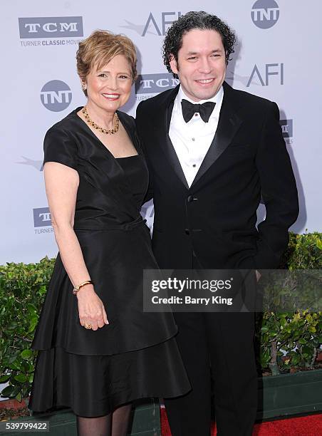 President and CEO of the Los Angeles Phil Harmonic Deobrah Borda and conductor Gustavo Dudamel attends American Film Institute's 44th Life...